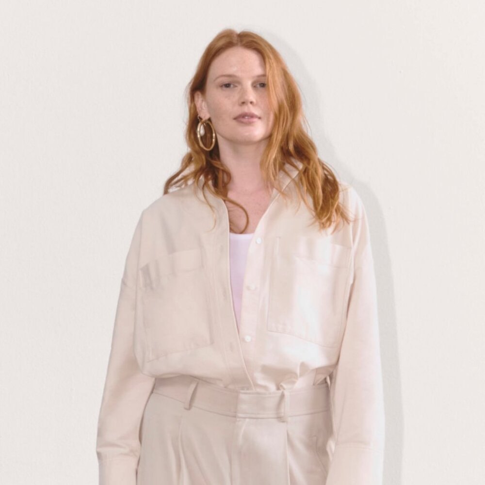 Everlane Cream Button-Front Oversized Shirt